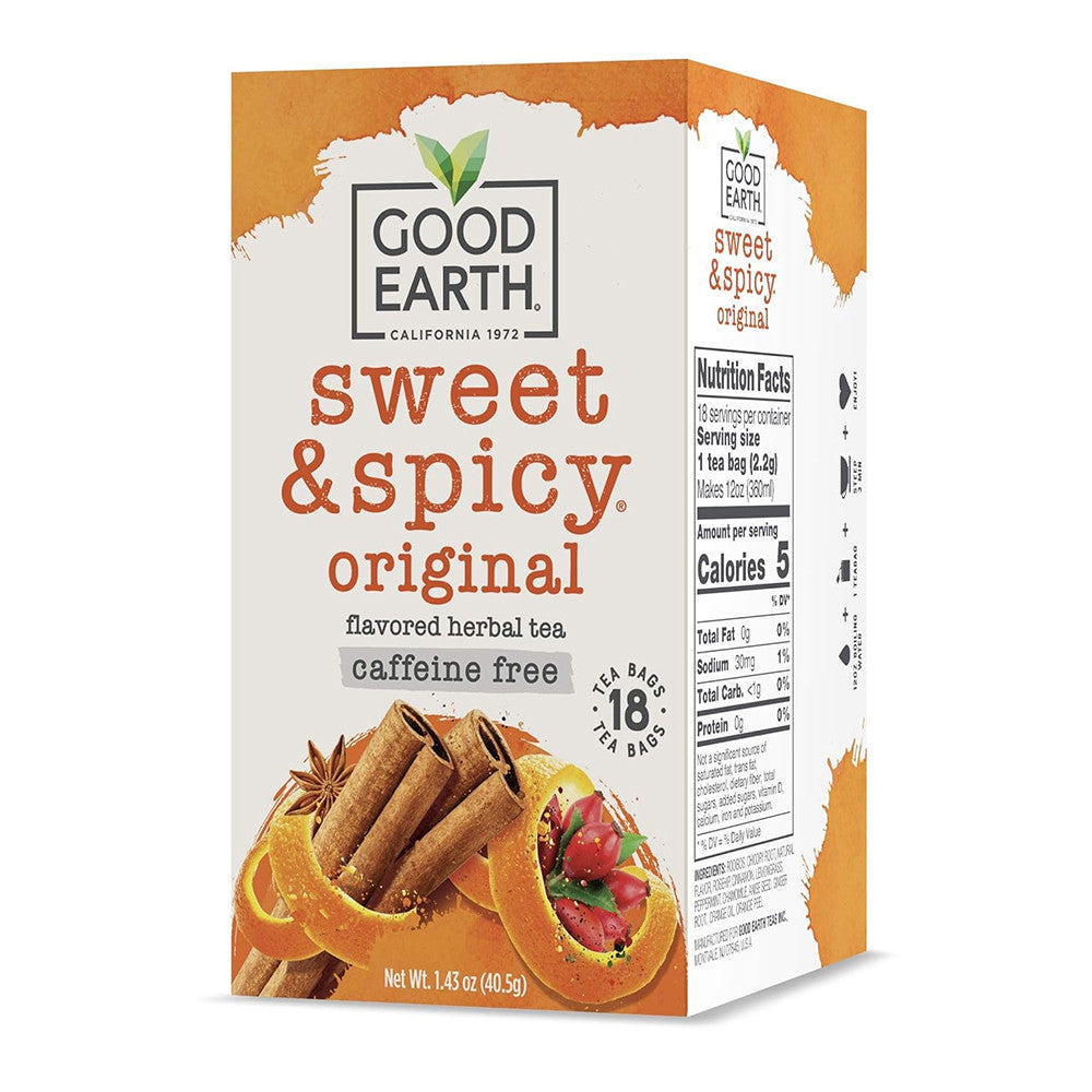 Good Earth Original Caffeine Free Herbal Tea Blend Sweet And Spicy, 18 Bags